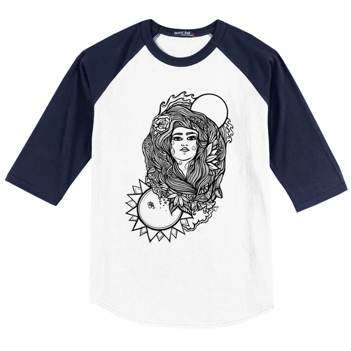 Gaia Vintage Mother Earth Goddess Gift Baseball Sleeve Shirt