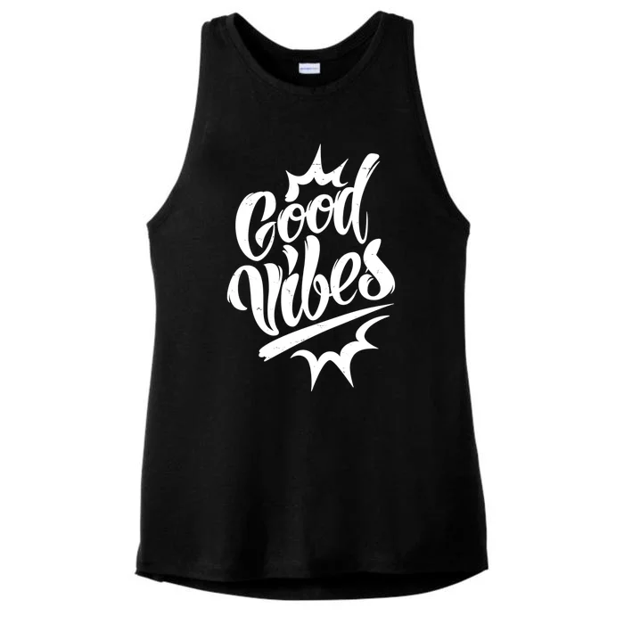 Good Vibes Motivational Quote Ladies Tri-Blend Wicking Tank