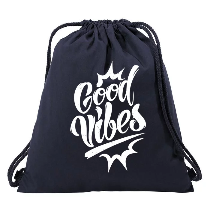 Good Vibes Motivational Quote Drawstring Bag