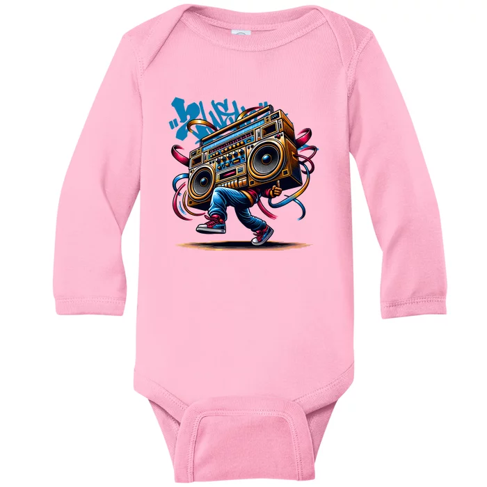 Graffiti Vibes: My GenerationS Boombox Beats Baby Long Sleeve Bodysuit