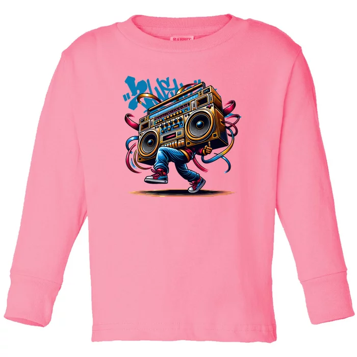 Graffiti Vibes: My GenerationS Boombox Beats Toddler Long Sleeve Shirt