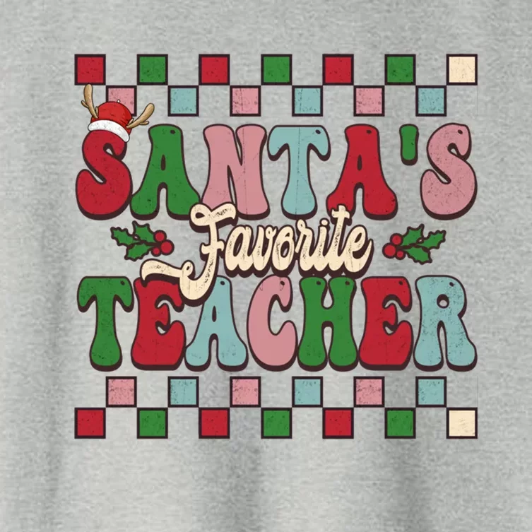 Groovy Vinatge Merry Christmas SantaS Favorite Teacher Gift Women's Crop Top Tee