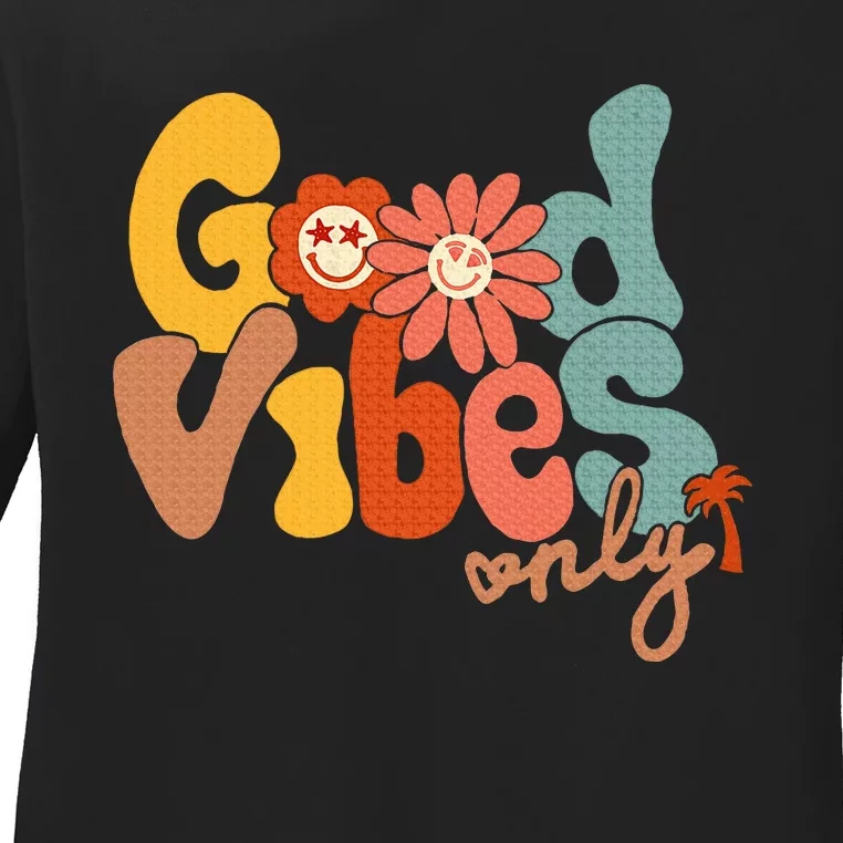 Good Vibes Only Flower Hawaii Beach Summer Vacation Family Ladies Long Sleeve Shirt