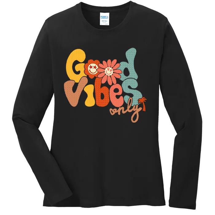 Good Vibes Only Flower Hawaii Beach Summer Vacation Family Ladies Long Sleeve Shirt