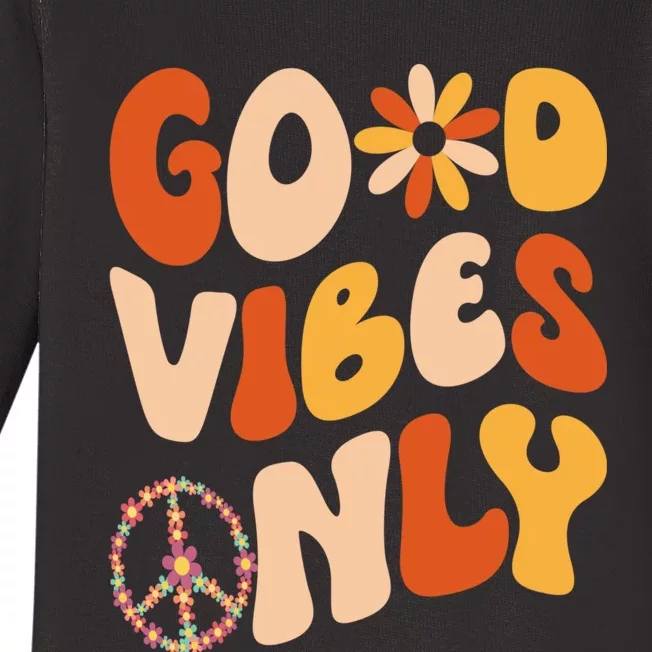 GOOD VIBES ONLY PEACE LOVE 60s 70s Tie Dye Groovy Hippie Baby Long Sleeve Bodysuit