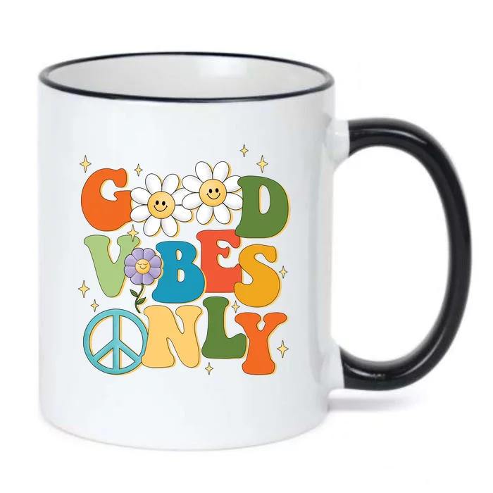 Good Vibes Only Retro Hippie Black Color Changing Mug