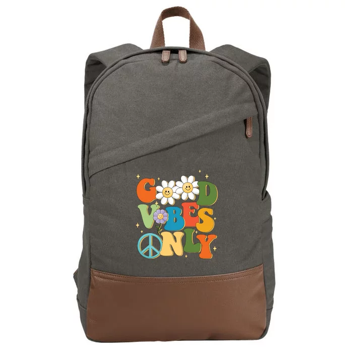 Good Vibes Only Retro Hippie Cotton Canvas Backpack