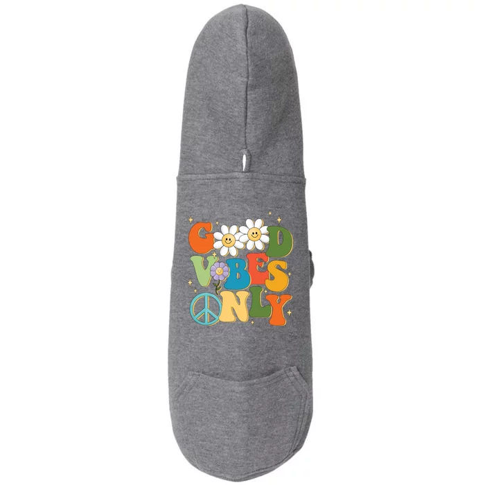 Good Vibes Only Retro Hippie Doggie 3-End Fleece Hoodie