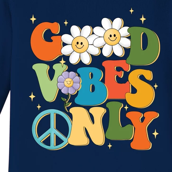 Good Vibes Only Retro Hippie Baby Long Sleeve Bodysuit