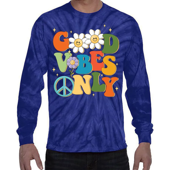 Good Vibes Only Retro Hippie Tie-Dye Long Sleeve Shirt