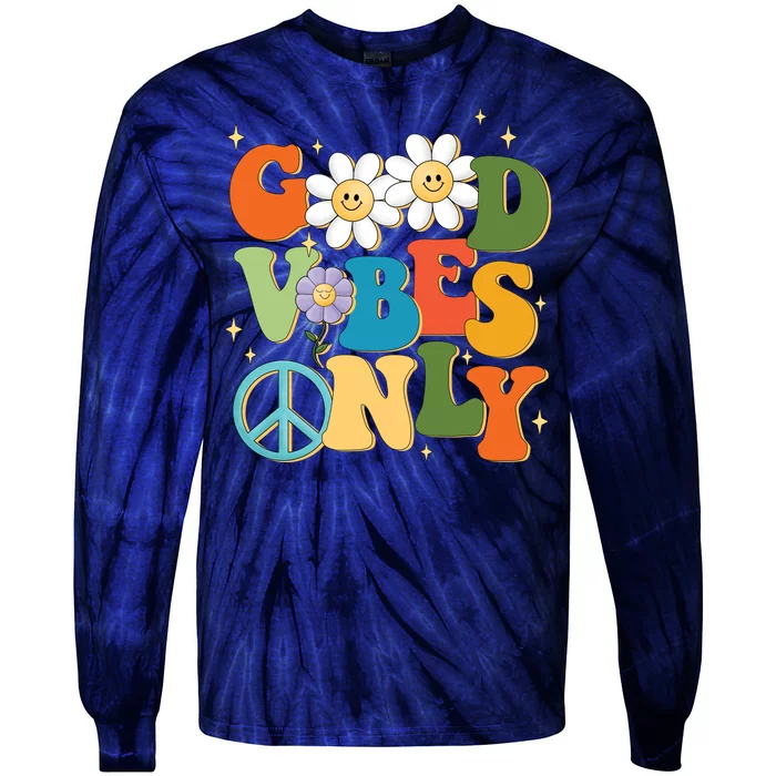 Good Vibes Only Retro Hippie Tie-Dye Long Sleeve Shirt