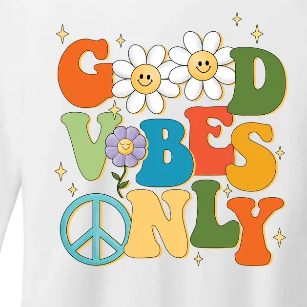 Good Vibes Only Retro Hippie Womens CVC Long Sleeve Shirt