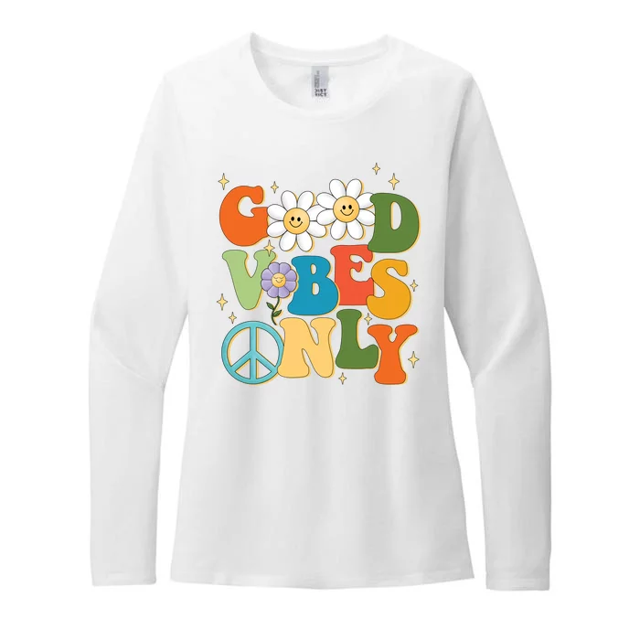 Good Vibes Only Retro Hippie Womens CVC Long Sleeve Shirt