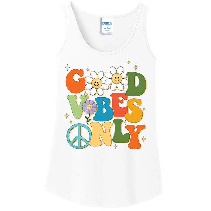 Good Vibes Only Retro Hippie Ladies Essential Tank