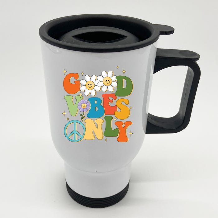 Good Vibes Only Retro Hippie Front & Back Stainless Steel Travel Mug