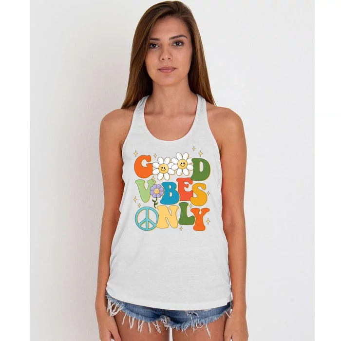 Good Vibes Only Retro Hippie Women's Knotted Racerback Tank