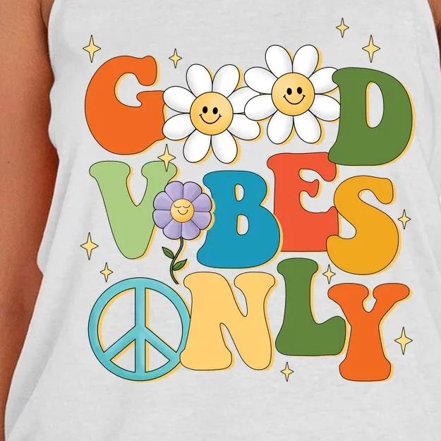 Good Vibes Only Retro Hippie Women's Knotted Racerback Tank