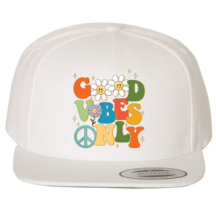 Good Vibes Only Retro Hippie Wool Snapback Cap