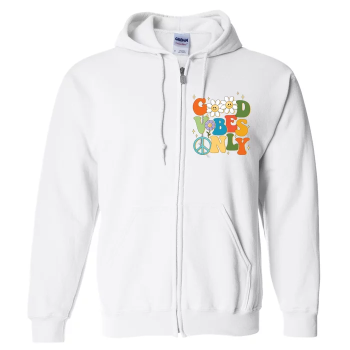 Good Vibes Only Retro Hippie Full Zip Hoodie