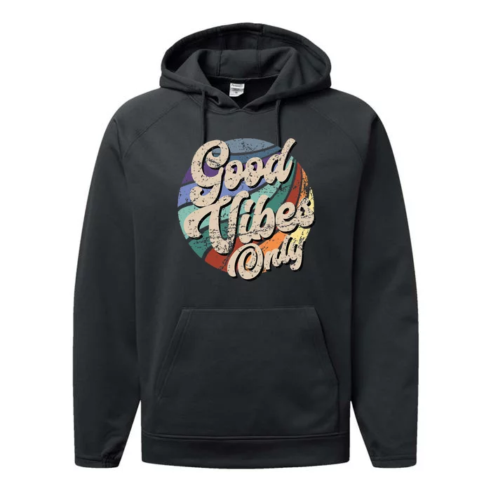 Good Vibes Only Vintage Positive Mind Performance Fleece Hoodie