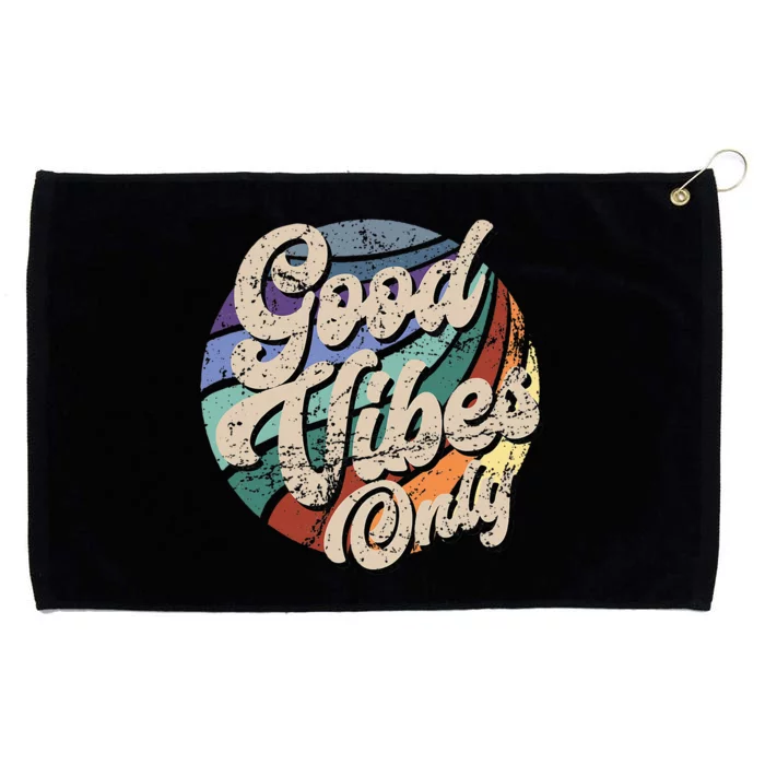 Good Vibes Only Vintage Positive Mind Grommeted Golf Towel