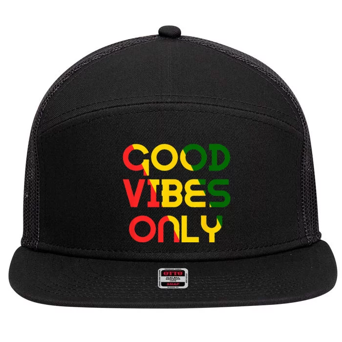 Good Vibes Only Rasta Reggae Roots Clothing Tee Flag 7 Panel Mesh Trucker Snapback Hat