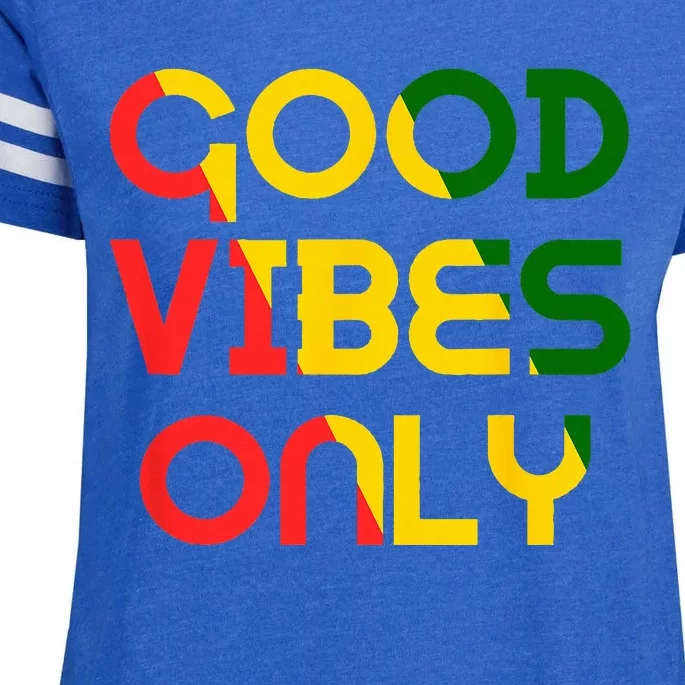 Good Vibes Only Rasta Reggae Roots Clothing Tee Flag Enza Ladies Jersey Football T-Shirt