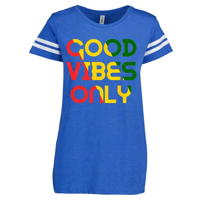 Good Vibes Only Rasta Reggae Roots Clothing Tee Flag Enza Ladies Jersey Football T-Shirt