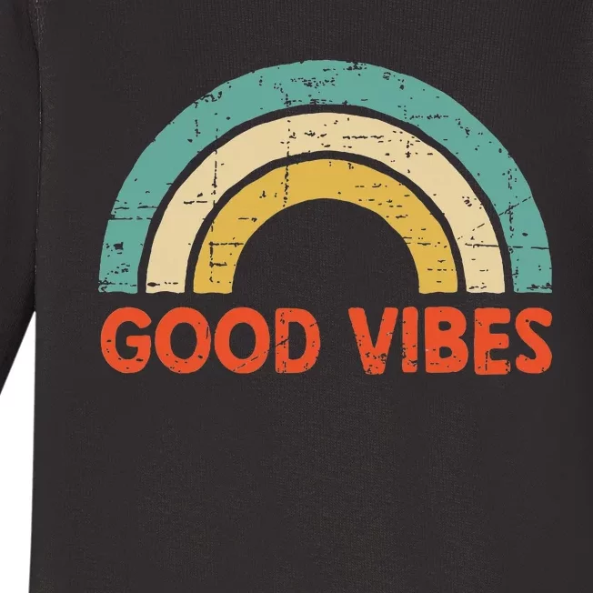 Good Vibes Only Funny Positive Inspirational Retro Baby Long Sleeve Bodysuit