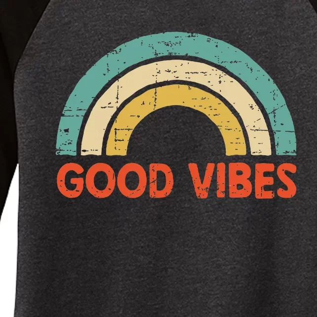 Good Vibes Only Funny Positive Inspirational Retro Women's Tri-Blend 3/4-Sleeve Raglan Shirt