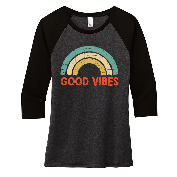 Good Vibes Only Funny Positive Inspirational Retro Women's Tri-Blend 3/4-Sleeve Raglan Shirt