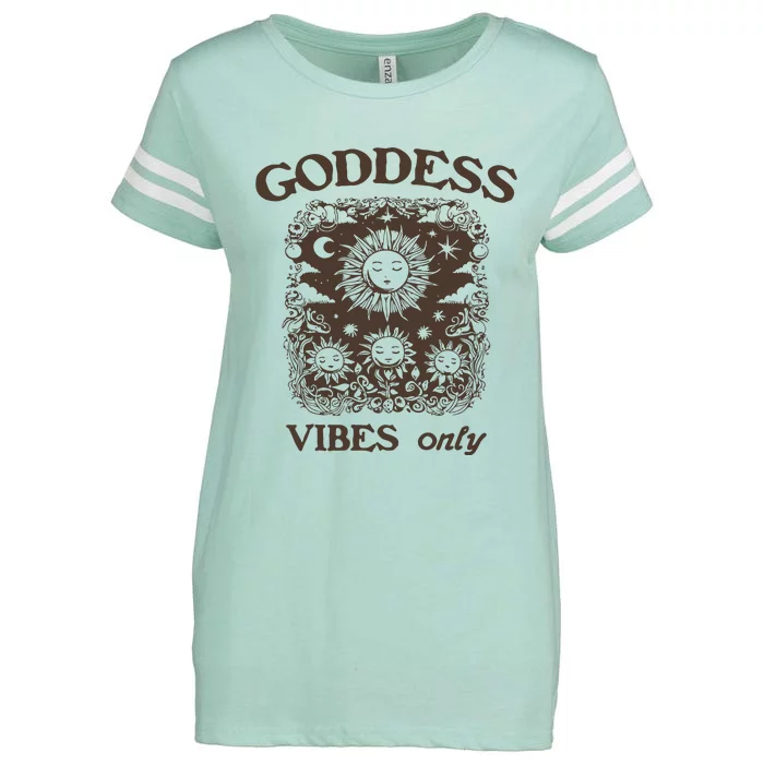 Goddess Vibes Only Aztec Sun Vintage Enza Ladies Jersey Football T-Shirt