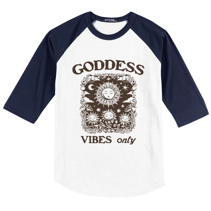 Goddess Vibes Only Aztec Sun Vintage Baseball Sleeve Shirt