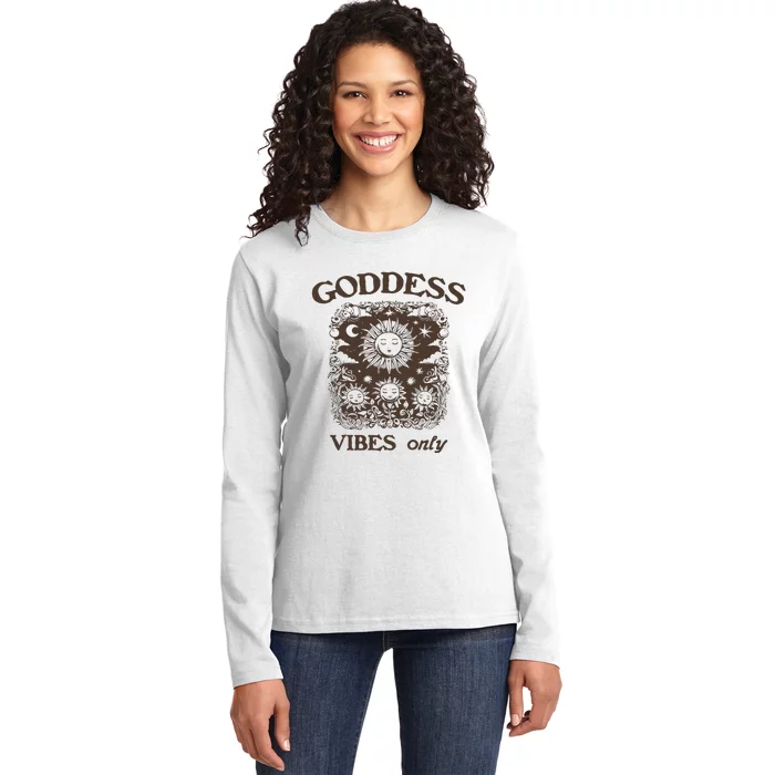 Goddess Vibes Only Aztec Sun Vintage Ladies Long Sleeve Shirt