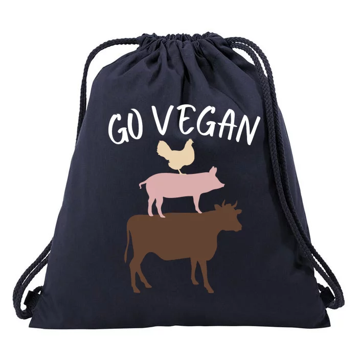 Go Vegan Or Go Home Vegetarian Funny Vegan Veganism Diet Go Vegan Drawstring Bag