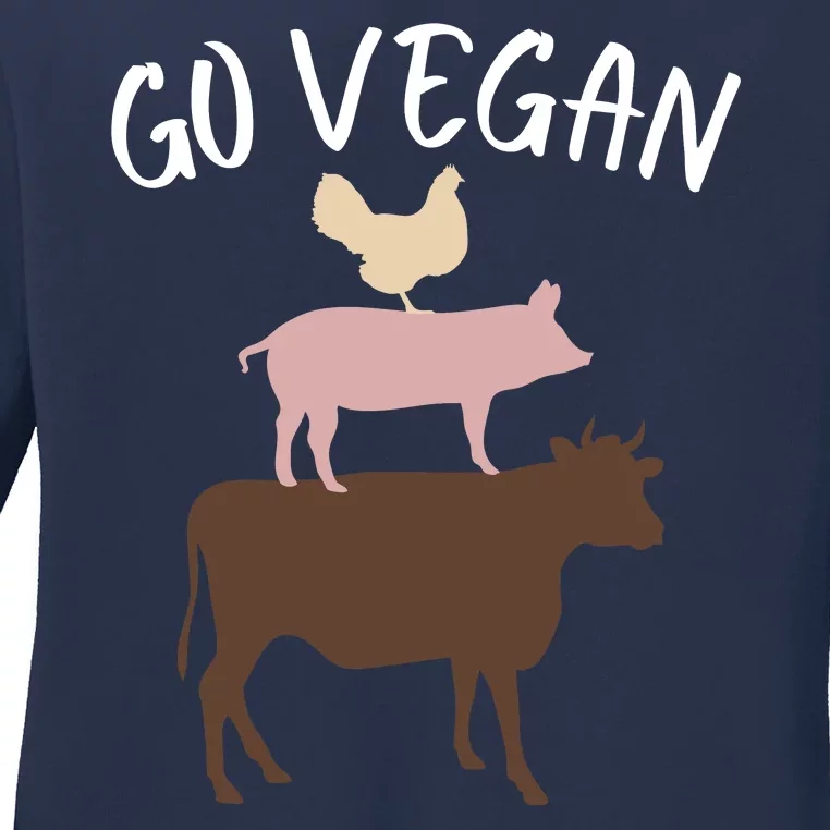 Go Vegan Or Go Home Vegetarian Funny Vegan Veganism Diet Go Vegan Ladies Long Sleeve Shirt