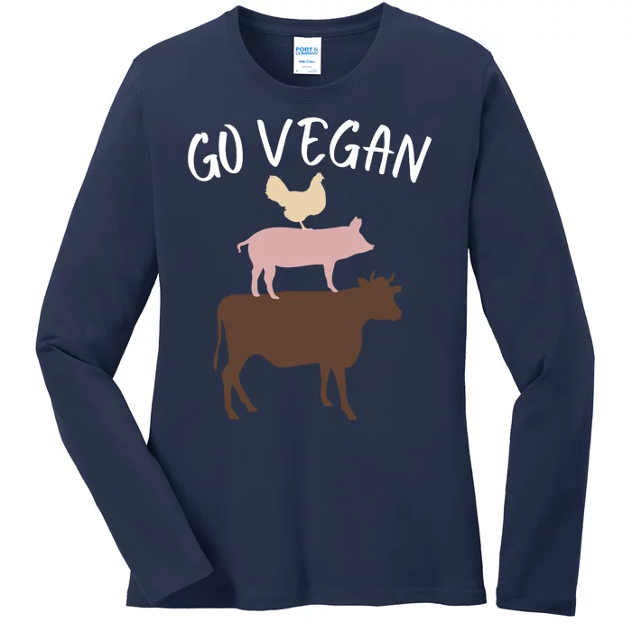 Go Vegan Or Go Home Vegetarian Funny Vegan Veganism Diet Go Vegan Ladies Long Sleeve Shirt