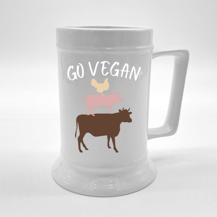 Go Vegan Or Go Home Vegetarian Funny Vegan Veganism Diet Go Vegan Front & Back Beer Stein