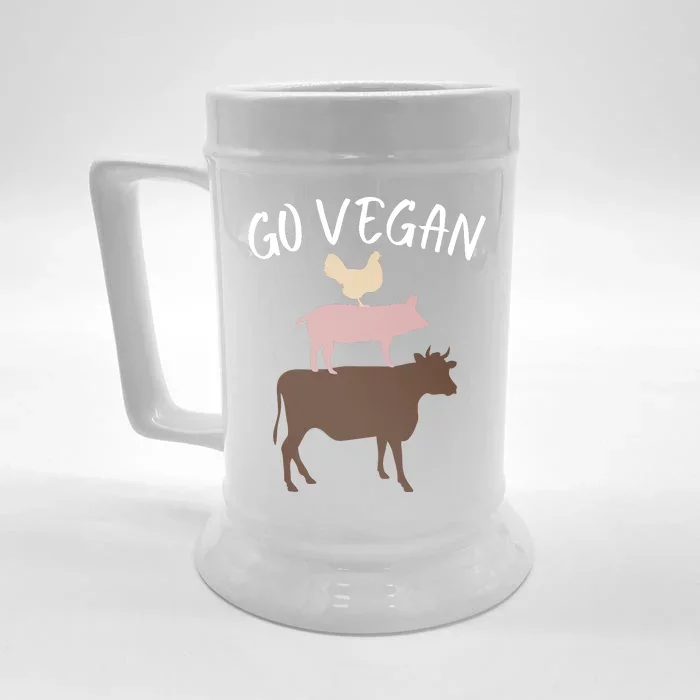 Go Vegan Or Go Home Vegetarian Funny Vegan Veganism Diet Go Vegan Front & Back Beer Stein