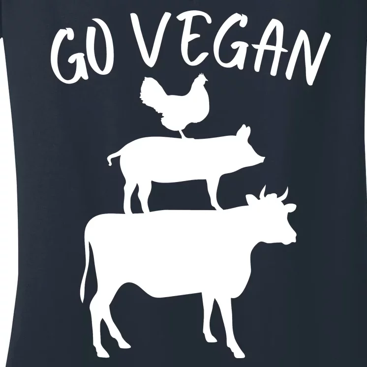 Go Vegan Or Go Home Vegetarian Go Vegan Funny Vegan Veganism Diet Women's V-Neck T-Shirt