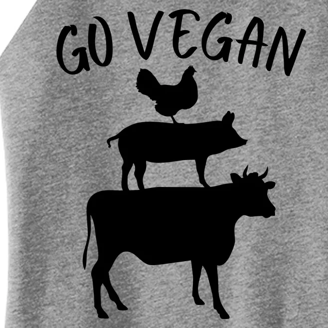 Go Vegan Or Go Home Vegetarian Go Vegan Funny Vegan Veganism Diet Women’s Perfect Tri Rocker Tank