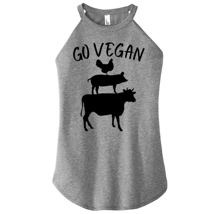 Go Vegan Or Go Home Vegetarian Go Vegan Funny Vegan Veganism Diet Women’s Perfect Tri Rocker Tank