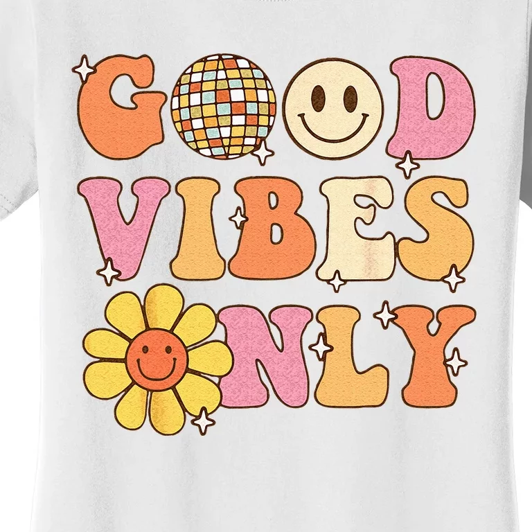 GOOD VIBES ONLY PEACE LOVE 60s 70s Tie Dye Groovy HippiE Women's T-Shirt