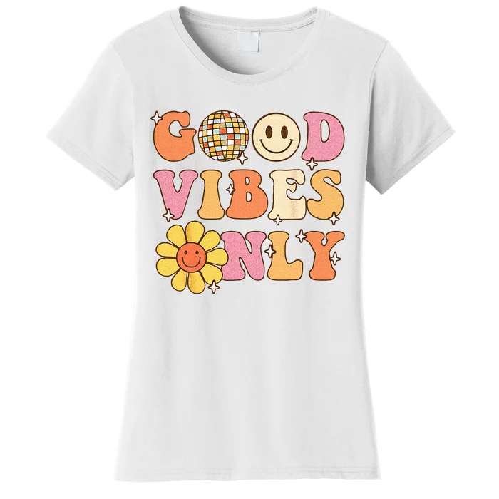 GOOD VIBES ONLY PEACE LOVE 60s 70s Tie Dye Groovy HippiE Women's T-Shirt