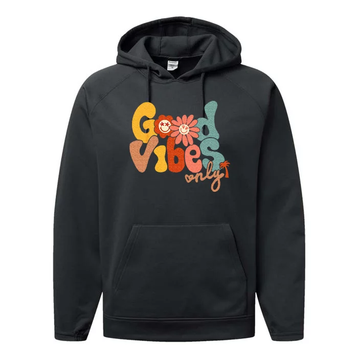 Good Vibes Only Flower Hawaii Beach Summer Vacation Family Performance Fleece Hoodie