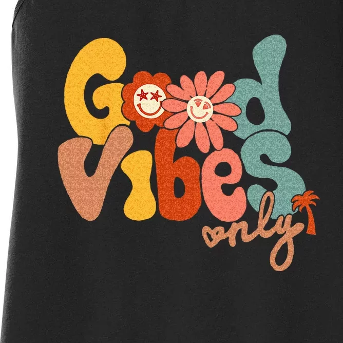 Good Vibes Only Flower Hawaii Beach Summer Vacation Family Women's Racerback Tank