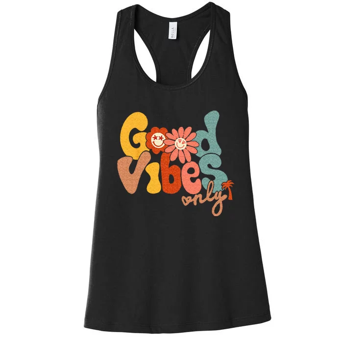 Good Vibes Only Flower Hawaii Beach Summer Vacation Family Women's Racerback Tank