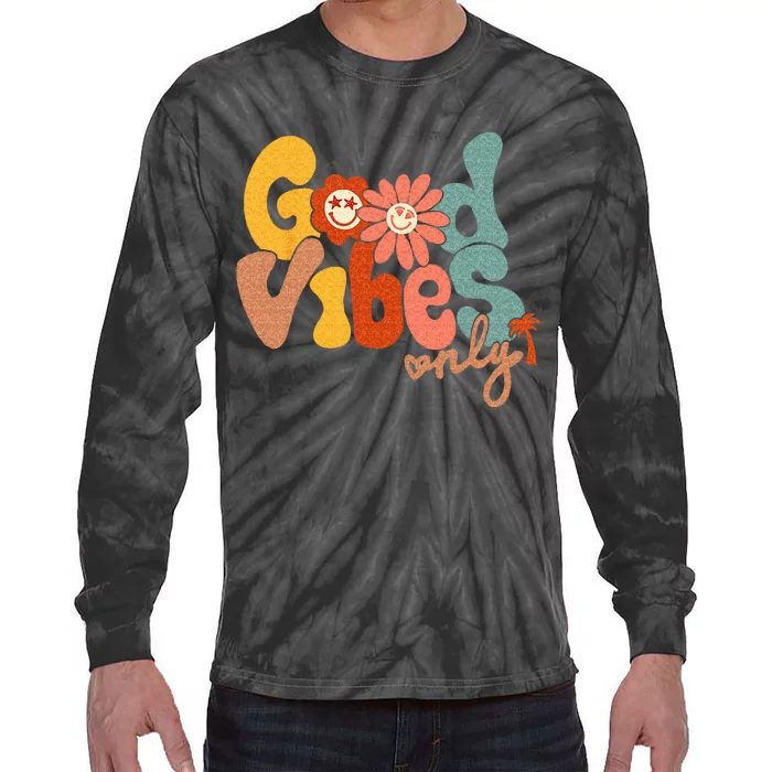 Good Vibes Only Flower Hawaii Beach Summer Vacation Family Tie-Dye Long Sleeve Shirt