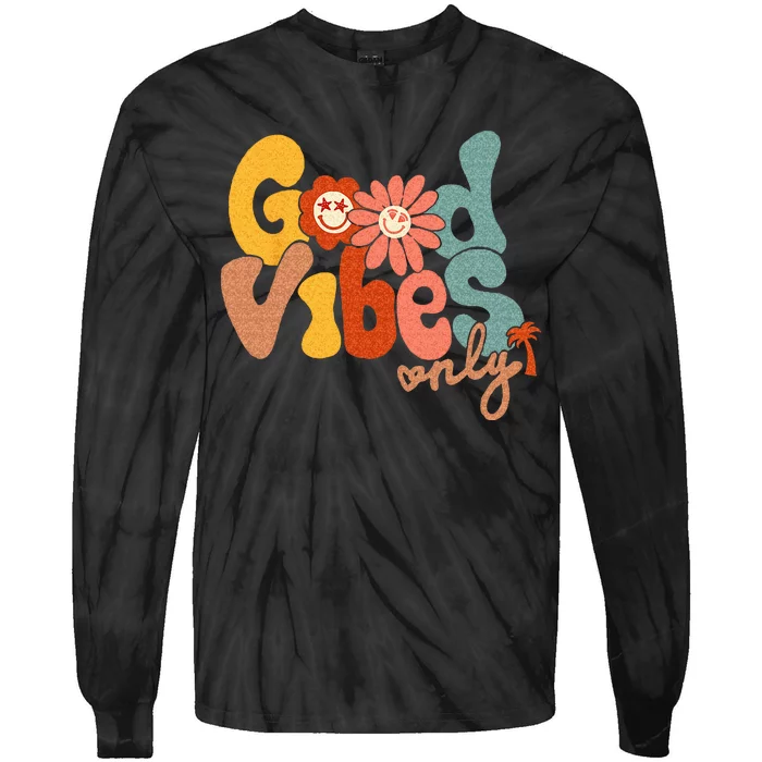 Good Vibes Only Flower Hawaii Beach Summer Vacation Family Tie-Dye Long Sleeve Shirt