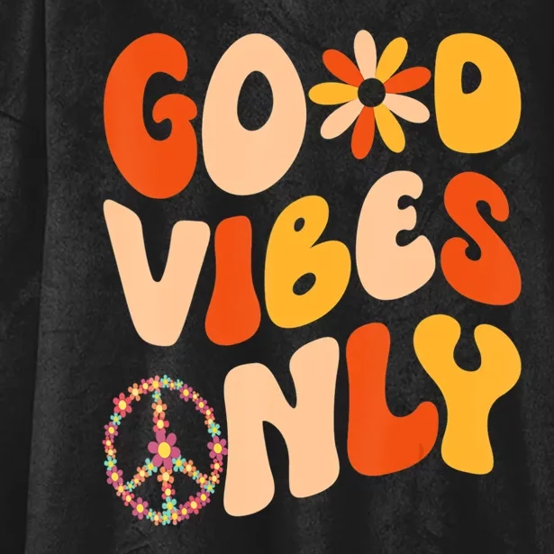 GOOD VIBES ONLY PEACE LOVE 60s 70s Tie Dye Groovy Hippie Hooded Wearable Blanket